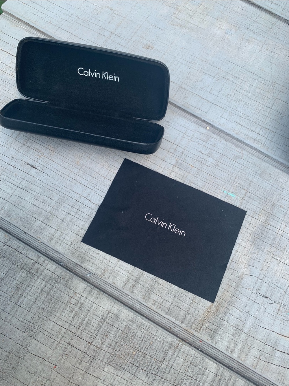 Calvin Klein Black Sunglass Case with Branded Cloth
